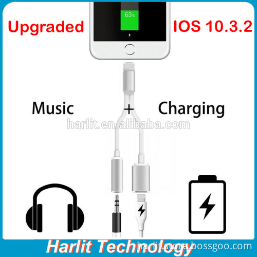 Upgraded Original Chip 2 in 1 Audio Charge Adapter For iPhone 7 IOS 10.3 Splitter Charge Cable